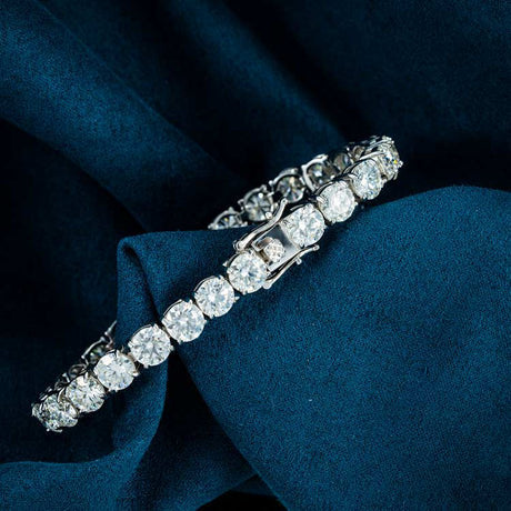 27.00 Ct. Iced Out VVS Round Moissanite Diamond 6 mm Tennis Bracelet Hip Hop with 925 Sterling Silver Bling For Men , Women And Unisex gift.