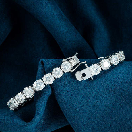 27.00 Ct. Iced Out VVS Round Moissanite Diamond 6 mm Tennis Bracelet Hip Hop with 925 Sterling Silver Bling For Men , Women And Unisex gift.