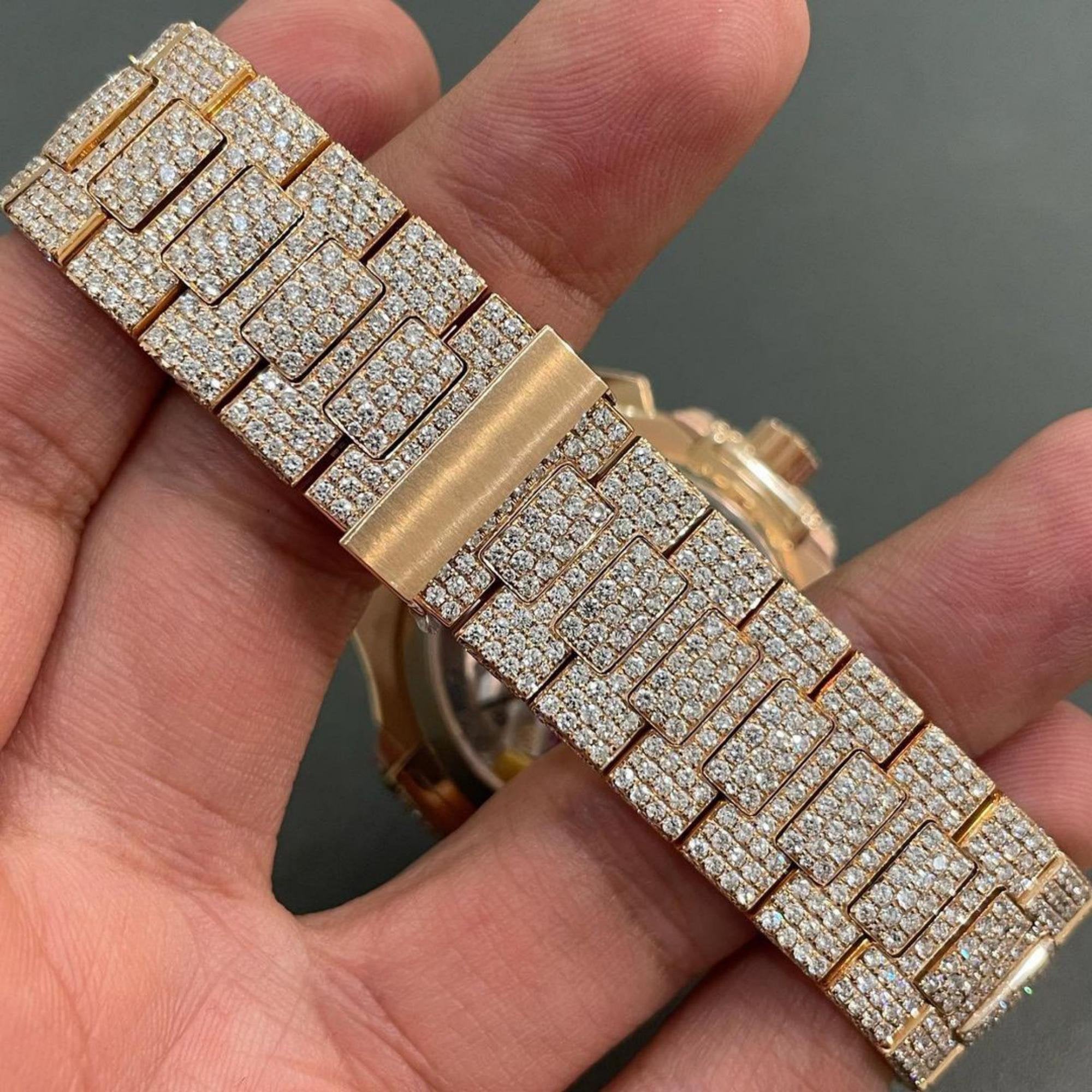 Iced Out 41MM Luxury Bust Down Moissanite Diamond Automatic Watch, Customized Moissanite Studded Watch