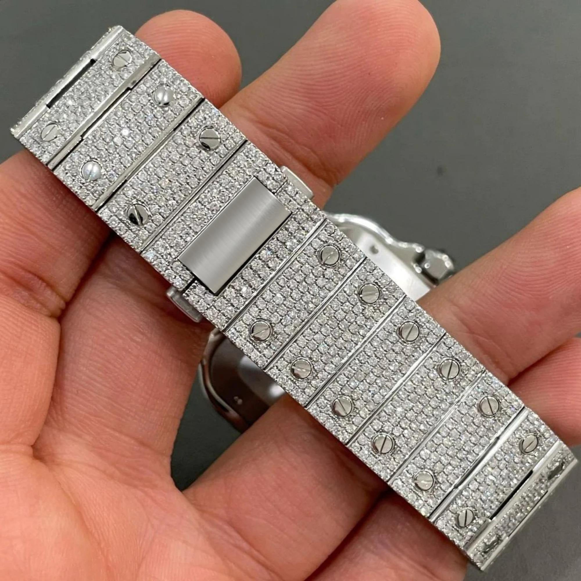 Luxury 40MM Cartier Fully Automatic Stainless Steel Moissanite Diamond Watch for Men's Jewelry Fashion