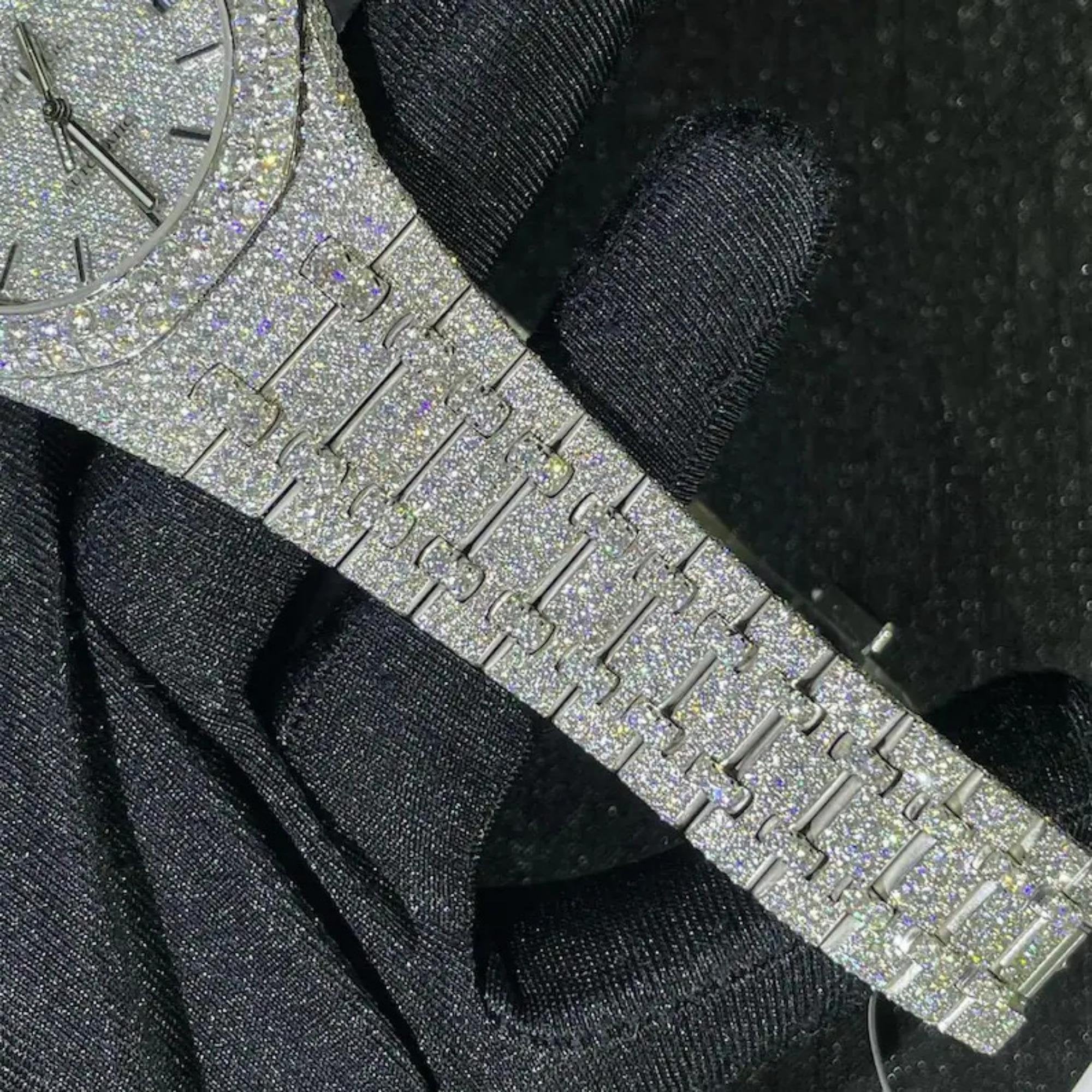 Luxury 41MM Iced Out VVS Moissanite Diamond fully Automatic Watch, Customized Moissanite Studded Watch