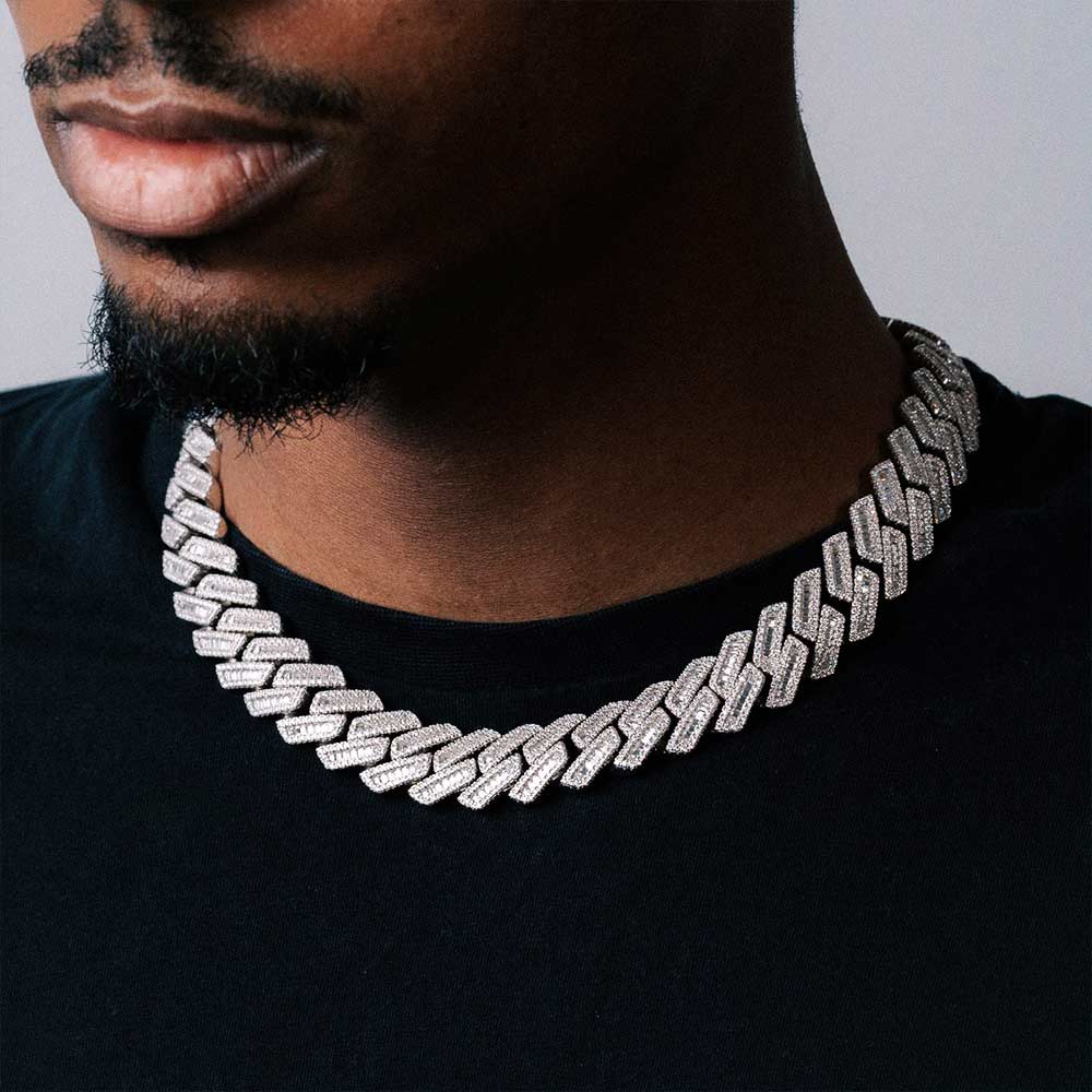 18MM Unique Silver Moissanite Cuban Link Chain For Jewelry Fashion