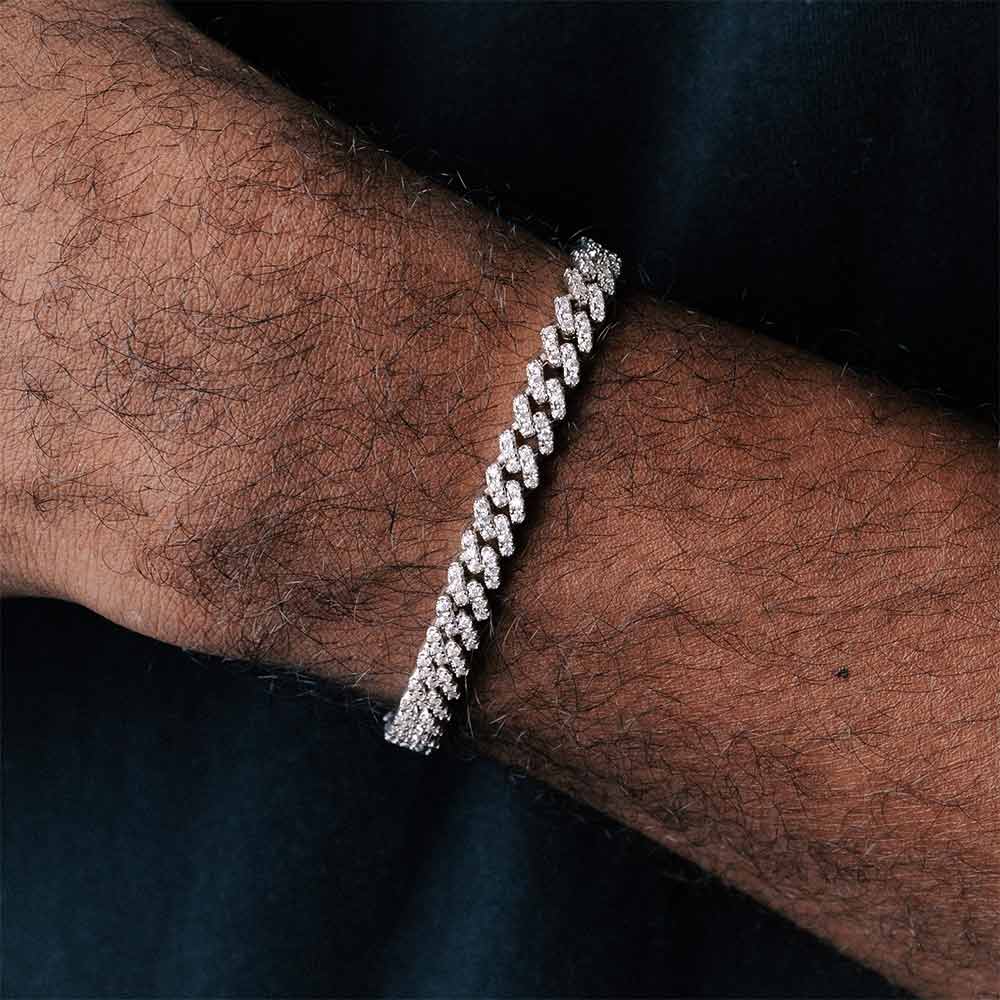 6MM Sterling Silver Moissanite Diamond Hip Hop Miami Cuban Link Bracelet