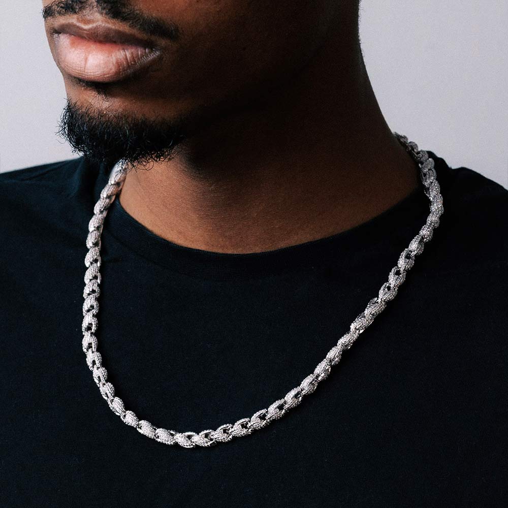 7MM 925 Sterling Silver Moissanite Rope Chain Necklace
