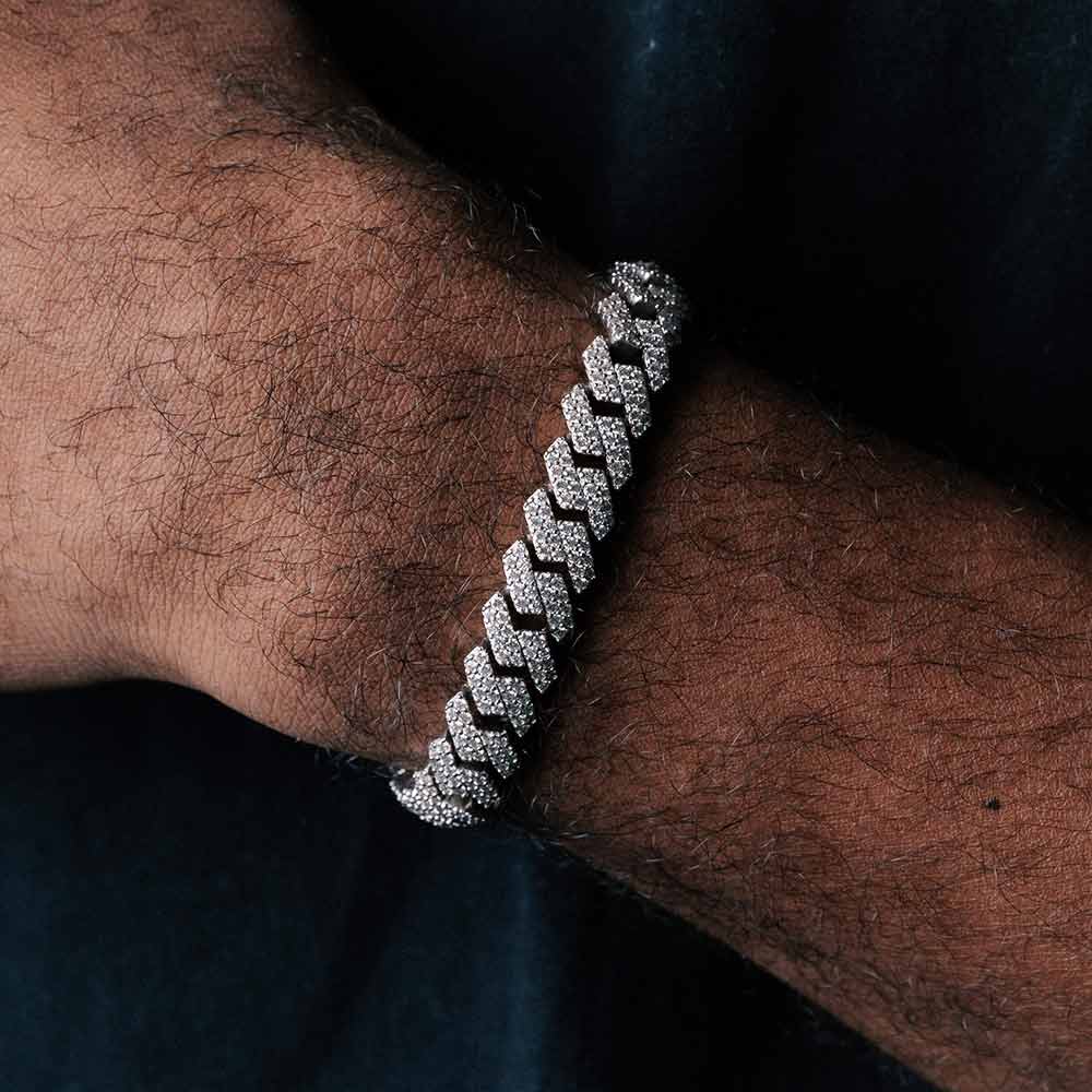 10k White Gold 8MM Moissanite Diamond Hip Hop Cuban Bracelet