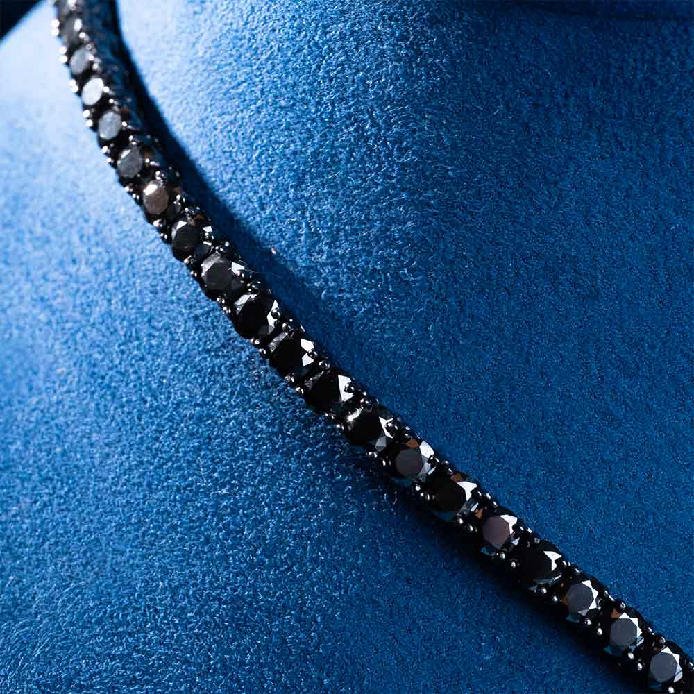 4MM VVS1 Iced Out Black Moissanite Tennis Hip hop Chain For Fashion's