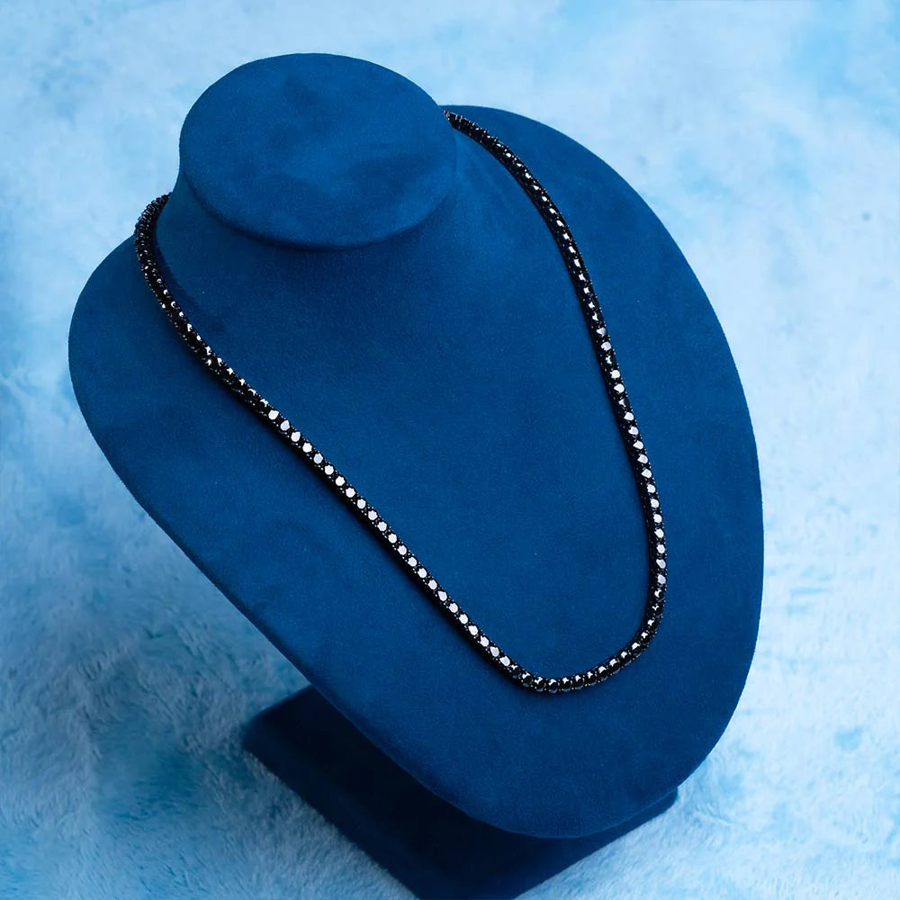 4MM VVS1 Iced Out Black Moissanite Tennis Hip hop Chain For Fashion's