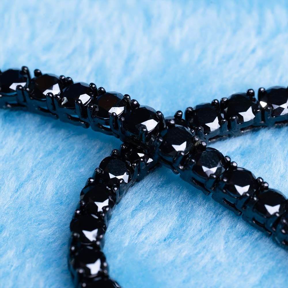 4MM VVS1 Iced Out Black Moissanite Tennis Hip hop Chain For Fashion's