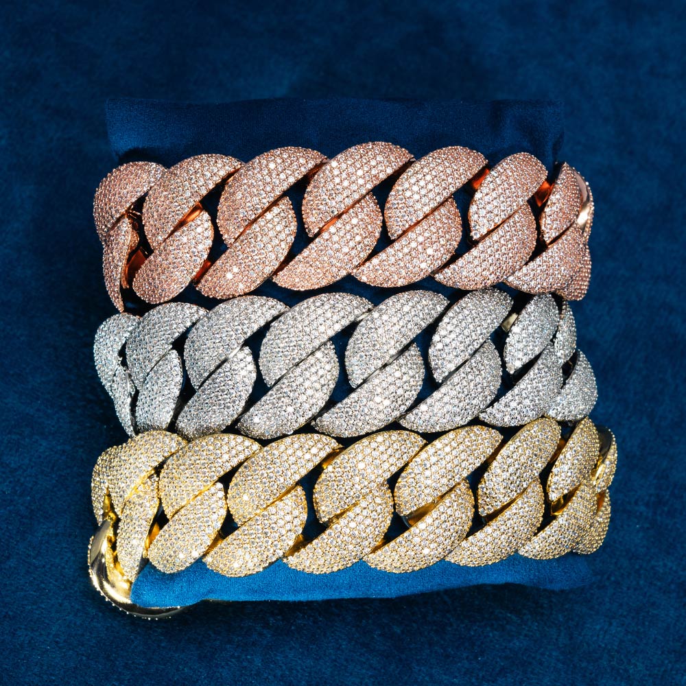 Luxurious 20MM Miami Moissanite Diamond Cuban Link Bracelet for fashion's jewelry