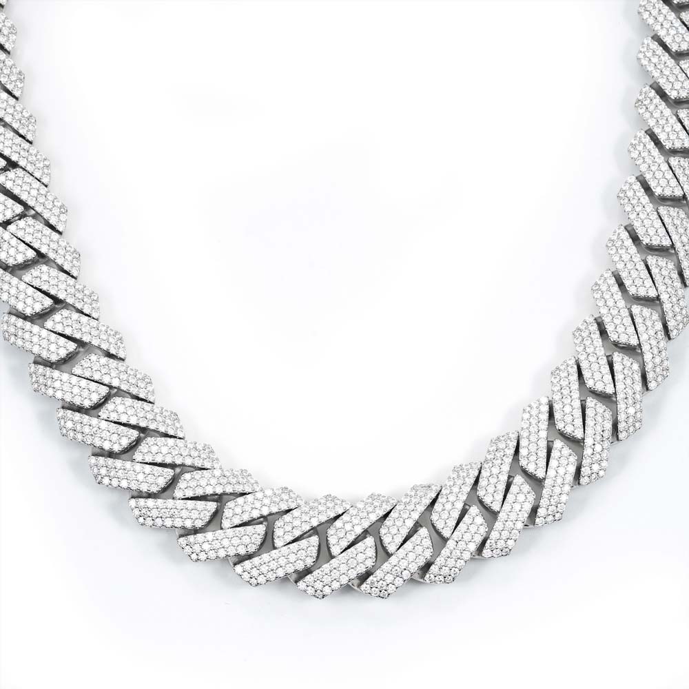 20MM Unique Stylish Silver Moissanite Diamond Cuban Link Chain For Fashions