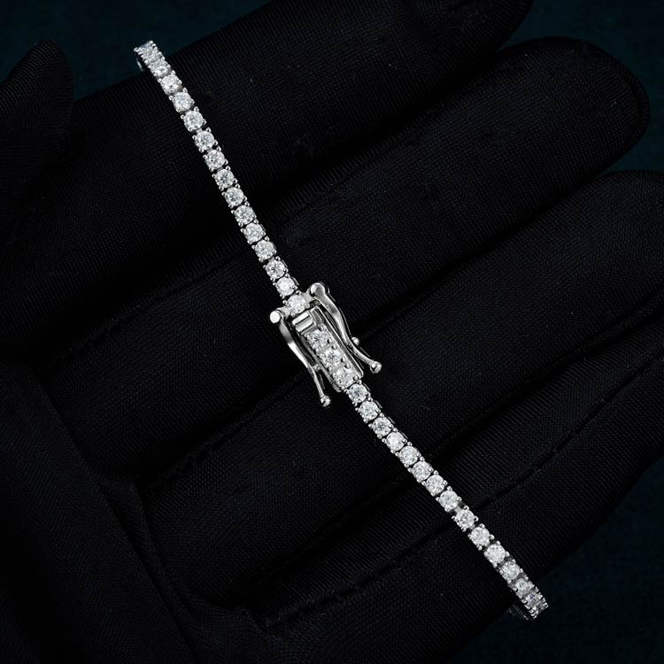 2MM Luxury 10k White gold Moissanite Tennis Bracelet