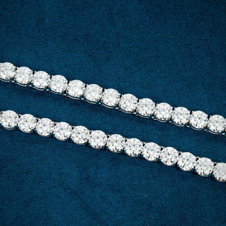 6MM Sparkling Moissanite Diamond tennis Chain in Silver