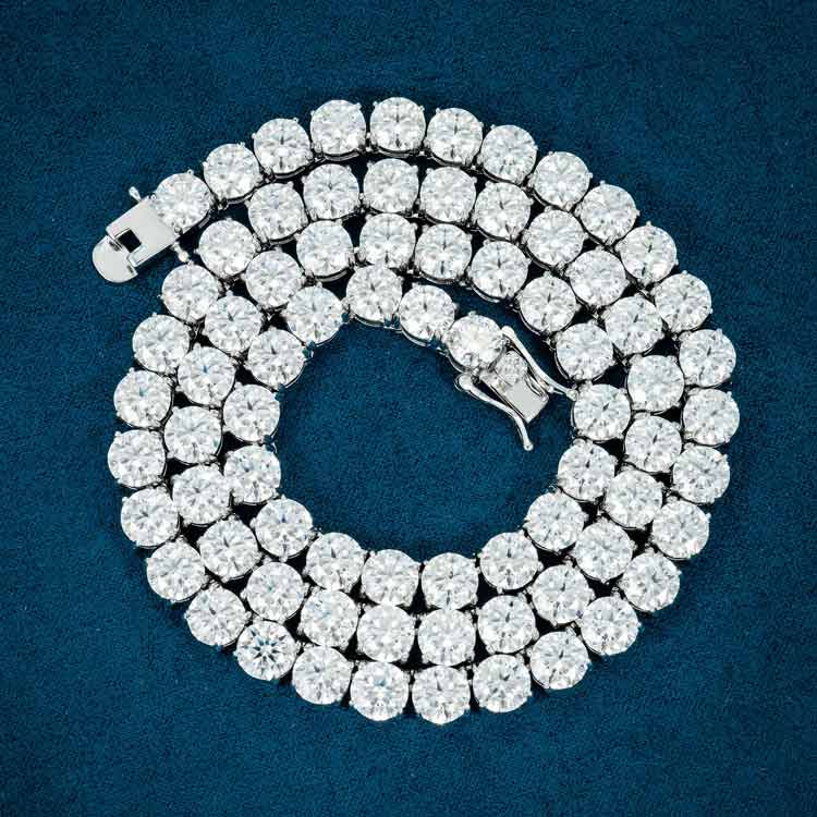 6MM Sparkling Moissanite Diamond tennis Chain in Silver