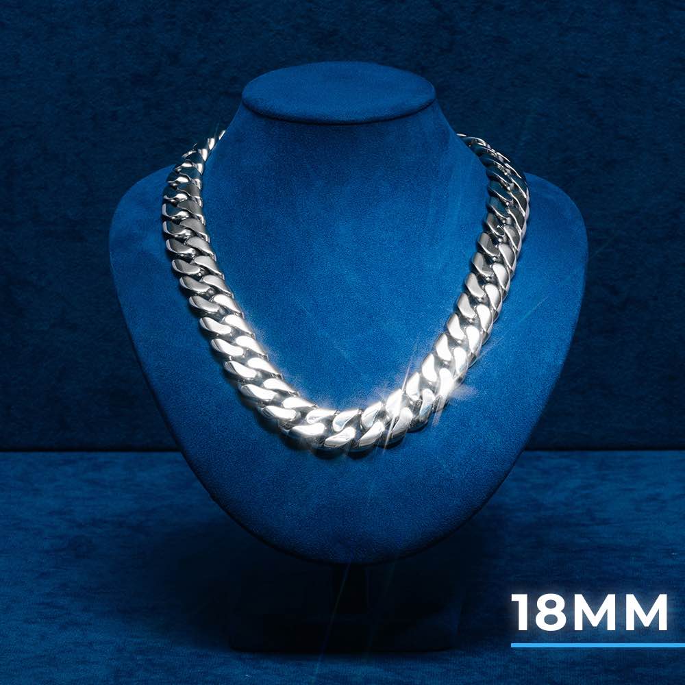 18MM Solitaire 925 Silver Cuban Link Hip Hop Chain For Men Fashions