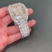 Dual Tone 40MM Cartier Stainless Steel Moissanite Diamond Automatic Watch, Customized Moissanite Studded Watch